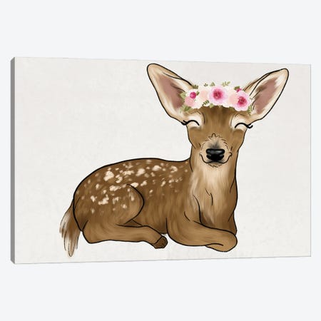 Floral Crown Baby Deer Canvas Print #KBY19} by Katie Bryant Canvas Art Print