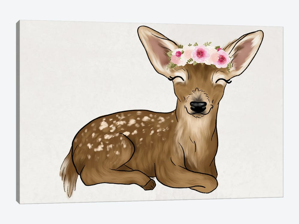 Floral Crown Baby Deer by Katie Bryant 1-piece Canvas Print