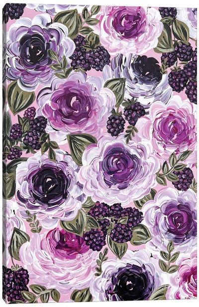 Blackberry Florals Canvas Art Print - Katie Bryant