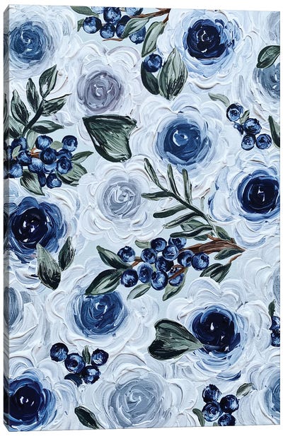 Blueberry Florals Canvas Art Print - Katie Bryant