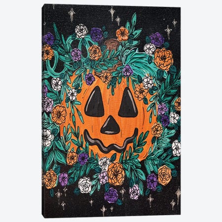 Floral Jack O' Lantern Canvas Print #KBY212} by Katie Bryant Canvas Art