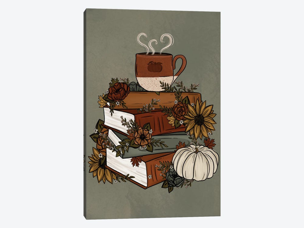 Pumpkin Spice Book Stack by Katie Bryant 1-piece Canvas Art