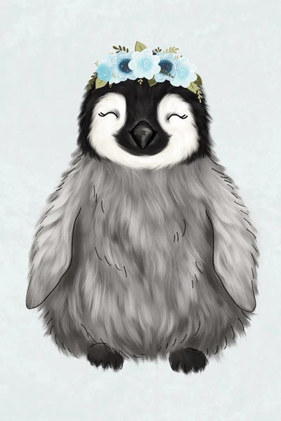 Penguins: Floral Crown Baby Penguin by Katie Bryant