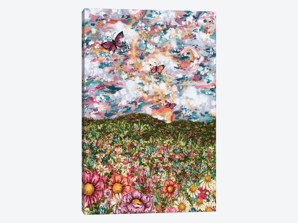 Abstract Garden With Butterflies by Katie Bryant 1-piece Canvas Print