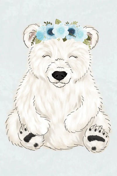 Floral Crown Polar Bear by Katie Bryant canvas print