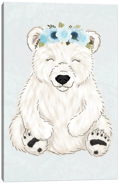 Floral Crown Polar Bear Canvas Art Print - Katie Bryant