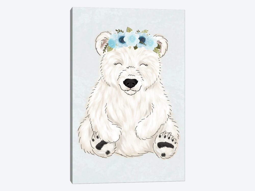 Floral Crown Polar Bear by Katie Bryant 1-piece Canvas Print