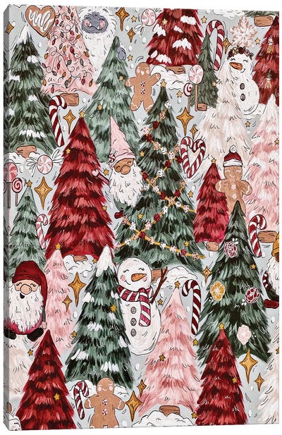 Festive Forest Canvas Art Print - Christmas Gnome Art
