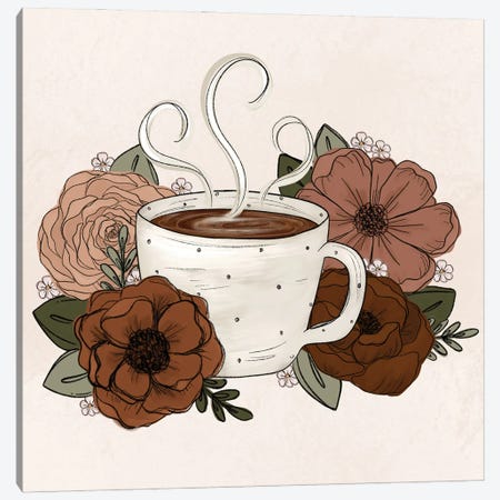 Coffee/Tea Florals Canvas Print #KBY31} by Katie Bryant Art Print