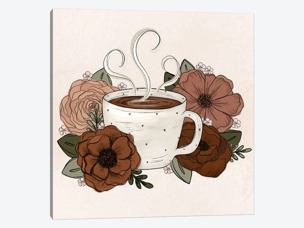 Coffee/Tea Florals by Katie Bryant 1-piece Canvas Art Print