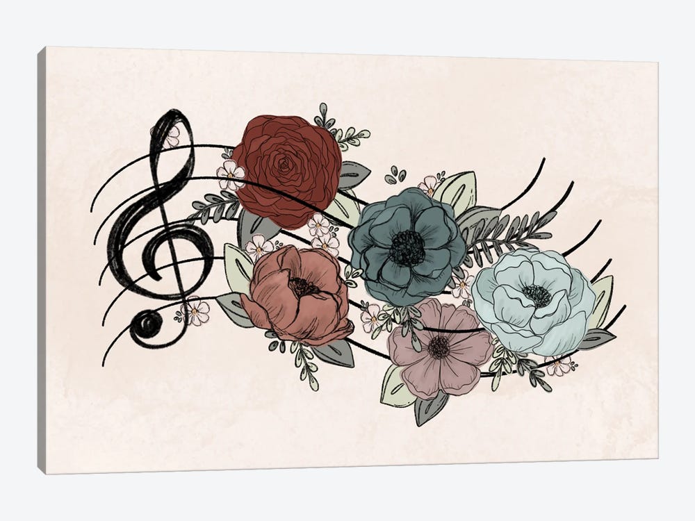 Music Florals by Katie Bryant 1-piece Canvas Wall Art