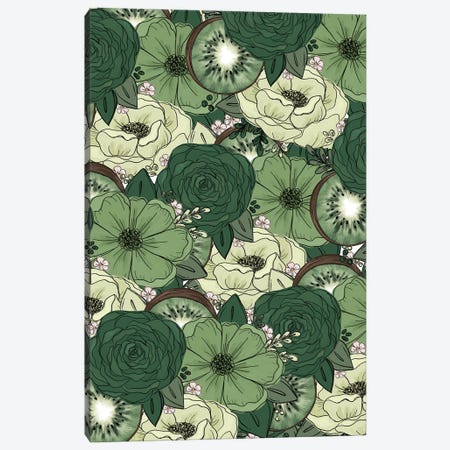 Kiwi Sketched Florals Canvas Print #KBY37} by Katie Bryant Canvas Wall Art