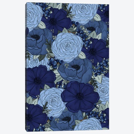 Blueberry Sketched Florals Canvas Print #KBY38} by Katie Bryant Canvas Print