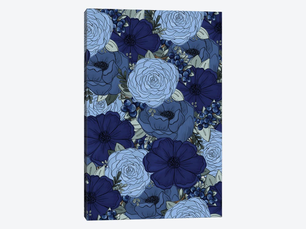 Blueberry Sketched Florals by Katie Bryant 1-piece Canvas Wall Art