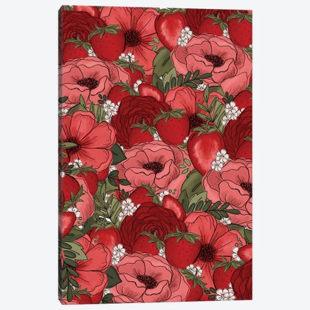 Strawberry Sketched Florals Canvas Print #KBY39} by Katie Bryant Canvas Print