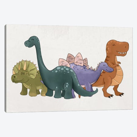 Dinosaur Friends Canvas Print #KBY3} by Katie Bryant Canvas Artwork