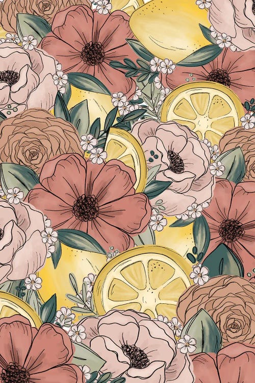 Lemon Sketched Florals