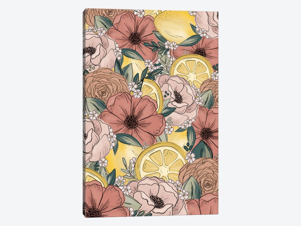 Lemon Sketched Florals by Katie Bryant 1-piece Art Print
