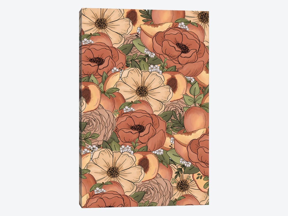 Peach Sketched Florals by Katie Bryant 1-piece Art Print