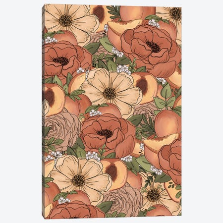 Peach Sketched Florals Canvas Print #KBY42} by Katie Bryant Canvas Artwork