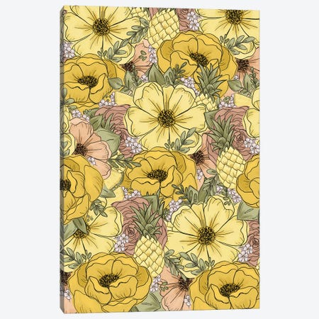Pineapple Sketched Florals Canvas Print #KBY43} by Katie Bryant Canvas Art