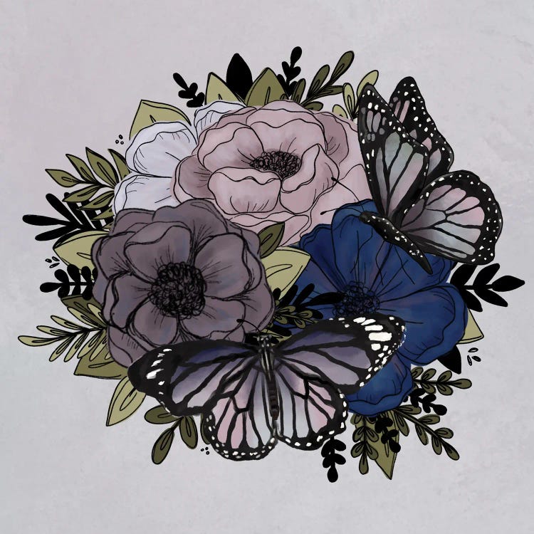 Purple Butterfly Florals by Katie Bryant wall art