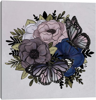 Purple Butterfly Florals Canvas Art Print - Katie Bryant
