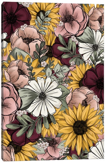 Floral Mix Canvas Art Print - Daisy Art