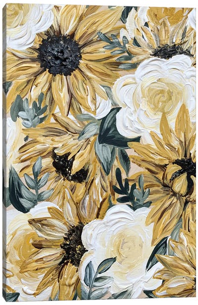 Sunflower Florals Canvas Art Print - Patterns