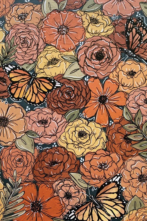 Colorful Butterfly Florals by Katie Bryant wall art