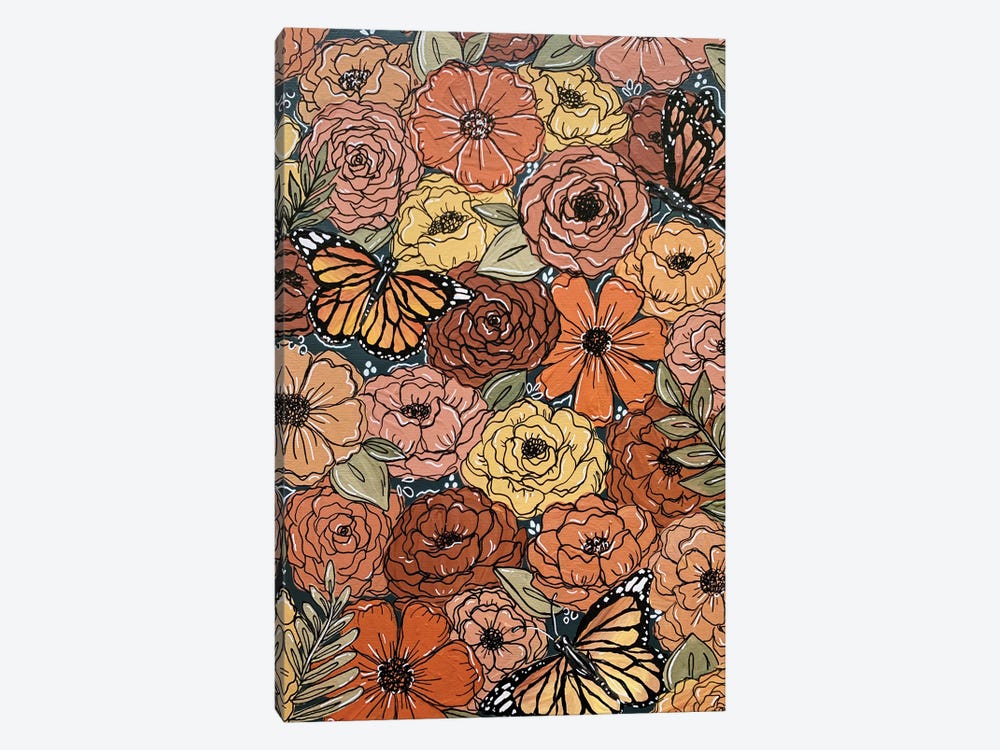 Colorful Butterfly Florals by Katie Bryant 1-piece Canvas Print