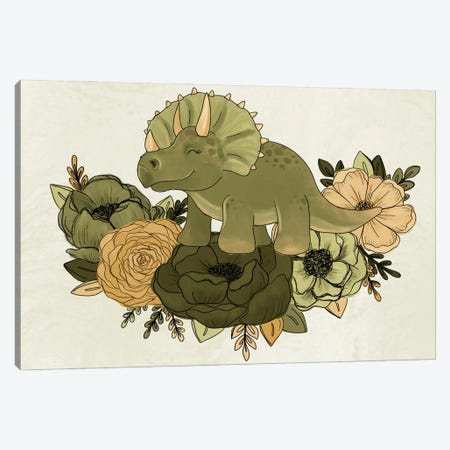 Triceratops Florals Canvas Print #KBY57} by Katie Bryant Canvas Artwork