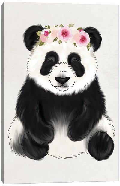 Floral Crown Baby Panda Canvas Art Print - Panda Art
