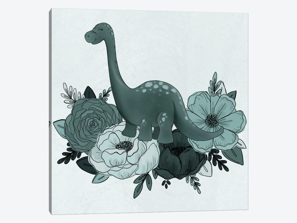Brontosaurus Florals by Katie Bryant 1-piece Canvas Print