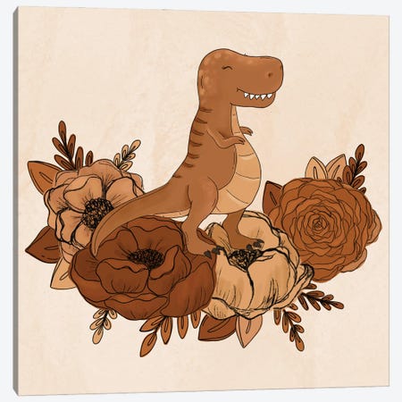 T-Rex Florals Canvas Print #KBY63} by Katie Bryant Canvas Art