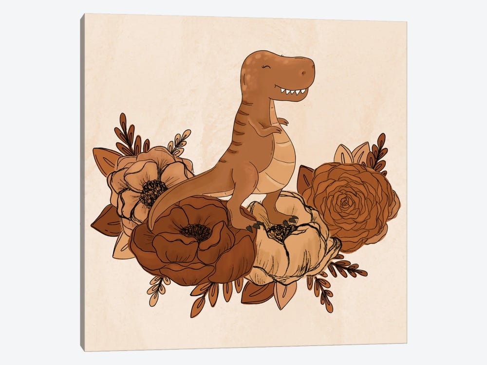 T-Rex Florals by Katie Bryant 1-piece Canvas Artwork