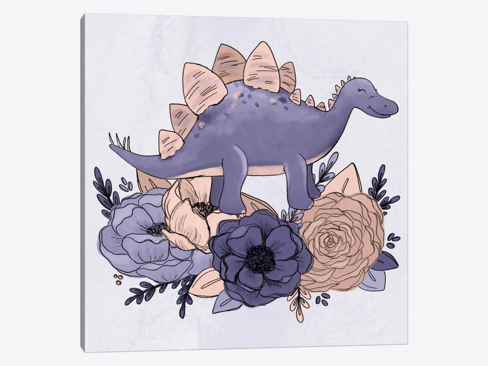 Stegosaurus Florals by Katie Bryant 1-piece Art Print