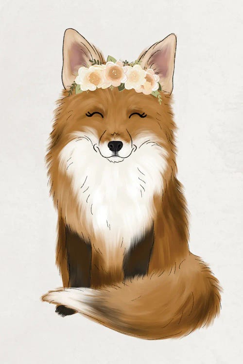 Floral Crown Baby Fox