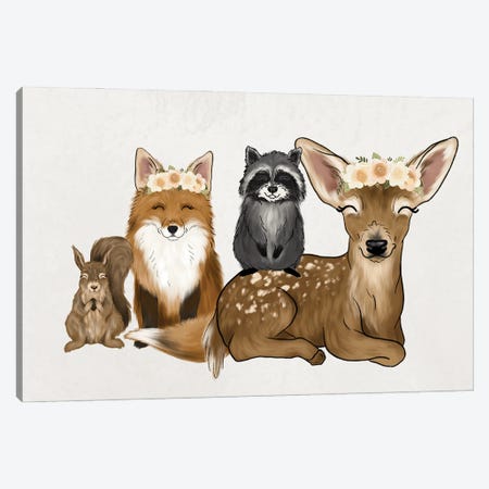 Floral Crown Woodland Babies Canvas Print #KBY6} by Katie Bryant Canvas Print