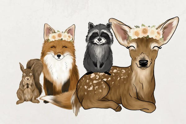 Raccoons: Floral Crown Woodland Babies by Katie Bryant