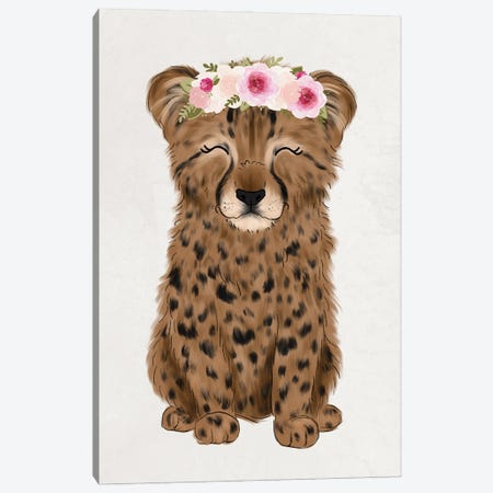 Floral Crown Baby Cheetah Canvas Print #KBY71} by Katie Bryant Canvas Art Print
