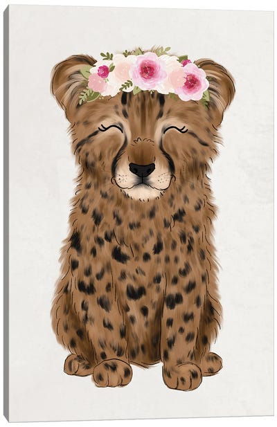 Floral Crown Baby Cheetah Canvas Art Print - Katie Bryant