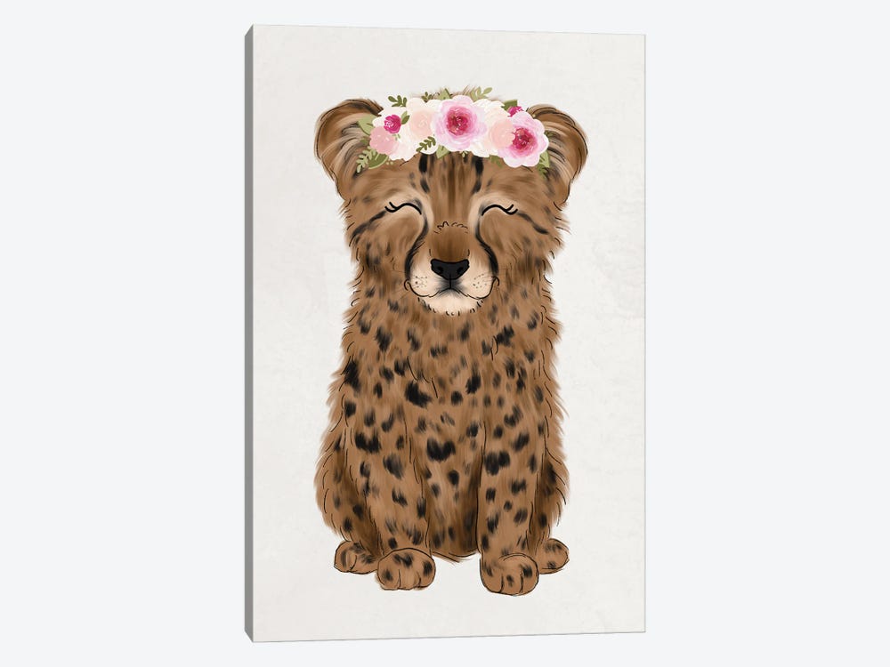 Floral Crown Baby Cheetah by Katie Bryant 1-piece Canvas Print