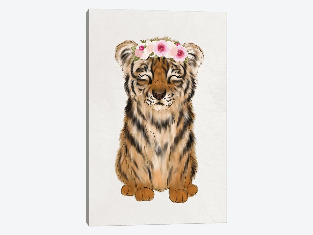 Floral Crown Baby Tiger by Katie Bryant 1-piece Art Print