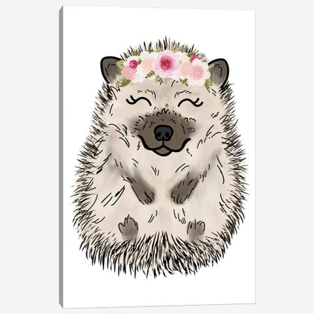 Floral Crown Hedgehog Canvas Print #KBY79} by Katie Bryant Canvas Print