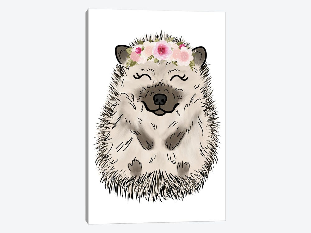 Floral Crown Hedgehog by Katie Bryant 1-piece Canvas Print