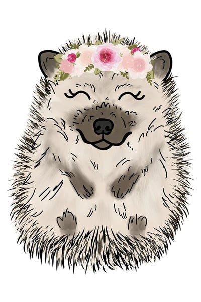 Hedgehogs: Floral Crown Hedgehog by Katie Bryant