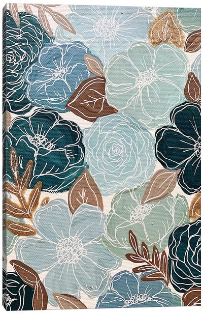 Blue Florals Canvas Art Print - Katie Bryant