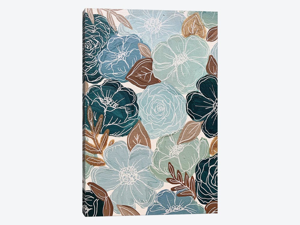 Blue Florals by Katie Bryant 1-piece Canvas Print