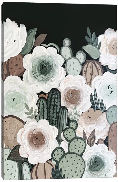 Muted Cactus Florals Canvas Art Print - Katie Bryant